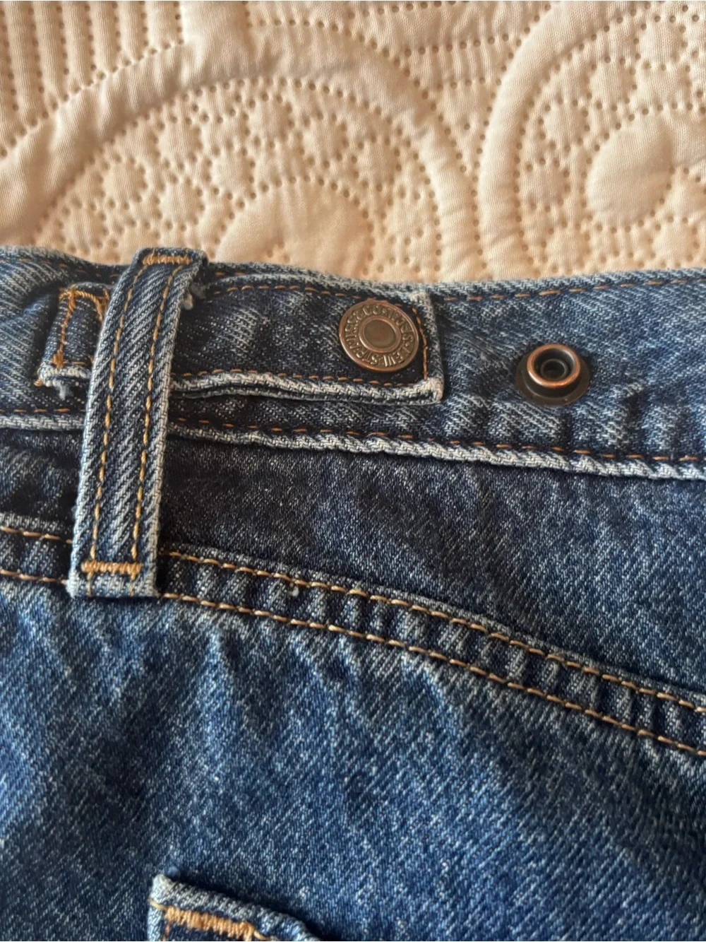 Levi Cinch Waist Dark Blue Denim Shorts